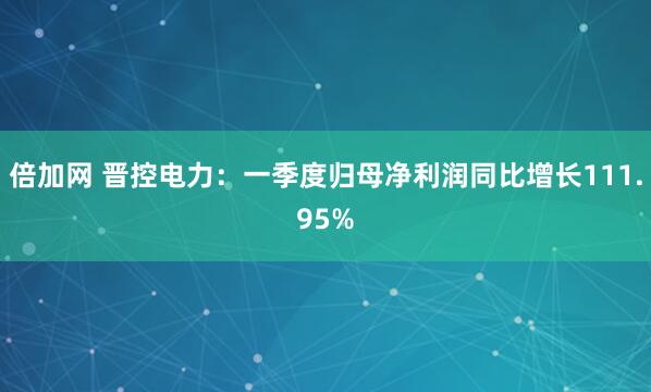 倍加网 晋控电力：一季度归母净利润同比增长111.95%