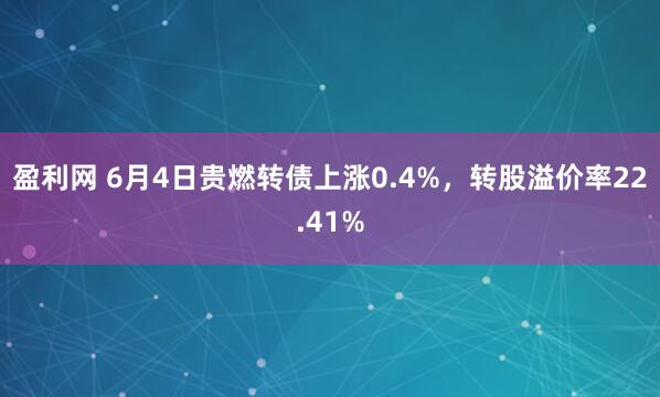 盈利网 6月4日贵燃转债上涨0.4%，转股溢价率22.41%